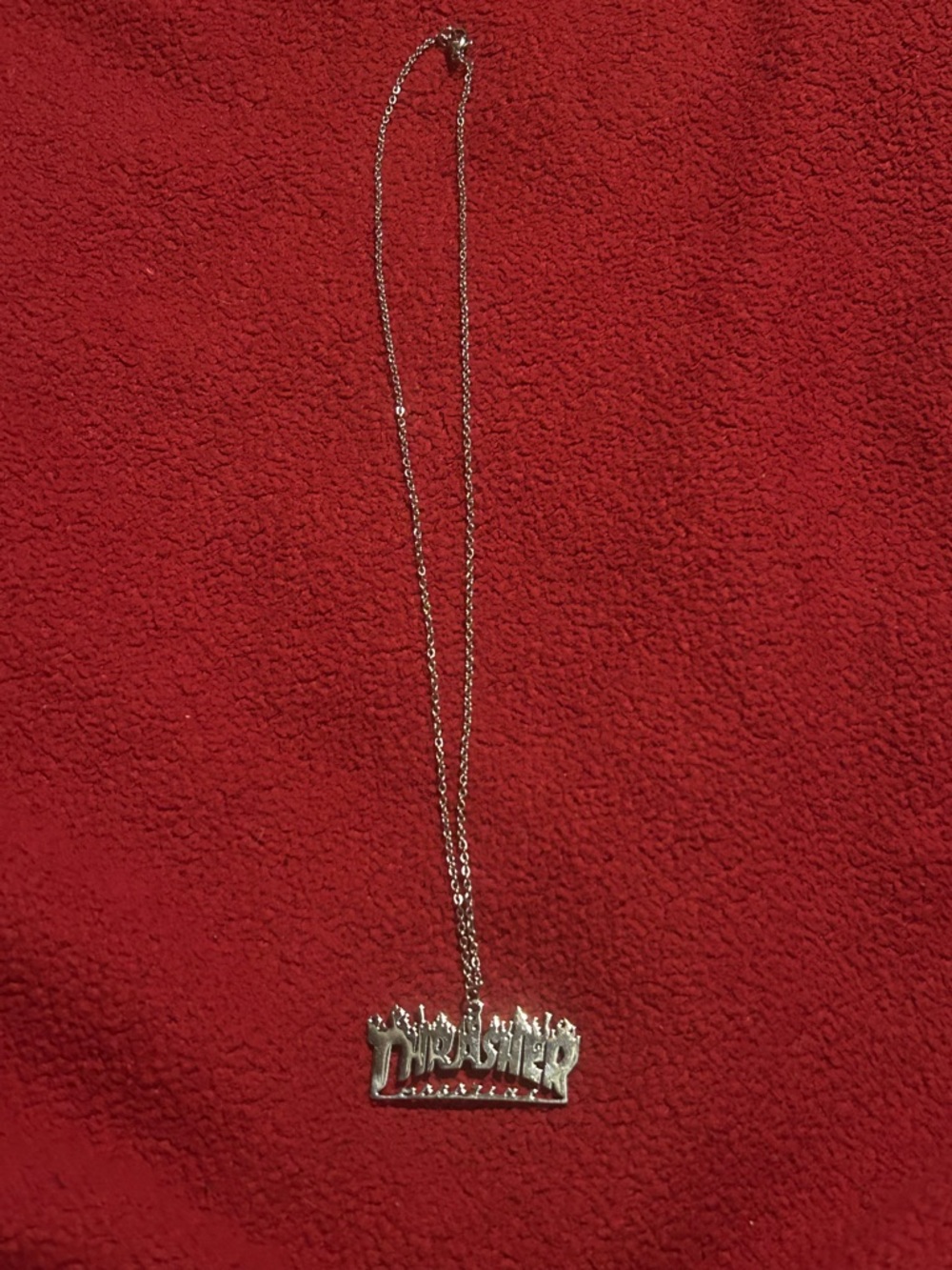 Thrasher Silver Flame Logo Pendant Necklace
